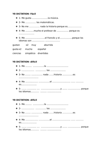 Viva 1 Module 3 Listening dictation gap-fill task