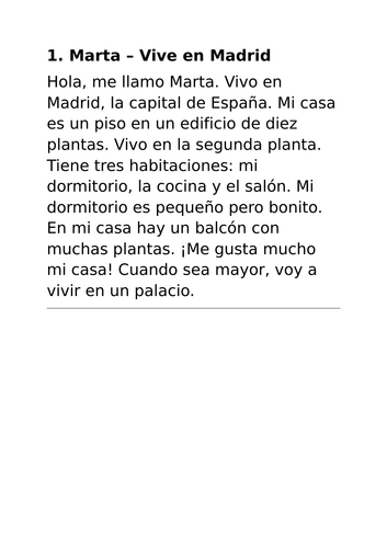 Viva 1 Module 4- Around the room Spanish task