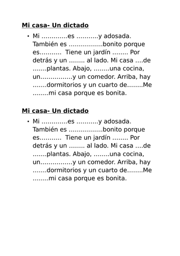 Viva 1 M4 dictation- 2 differentiated versions- MI CASA