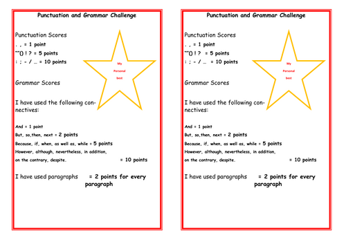 Punctuation and Grammar Points Challenge