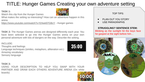Creative Writing (Adventure themed) Lessons