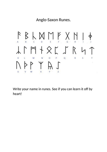 Write your name in Runes - Anglo Saxon Task.