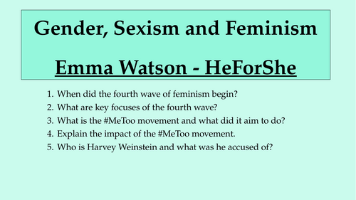 Gender, Sexism and Feminism - Emma Watson - Heforshe (Evaluation)