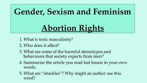 Gender, Sexism and Feminism - Abortion Rights