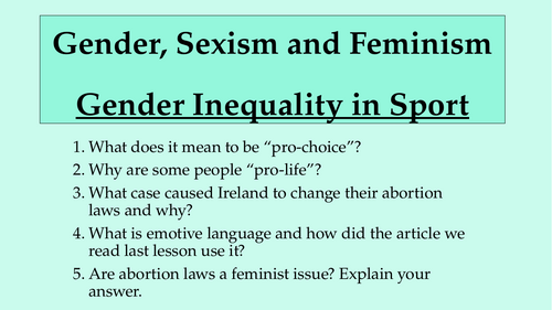 Gender, Sexism and Feminism - Gender Inequality in Sport