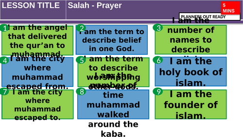 Salat - prayer in Islam Y7
