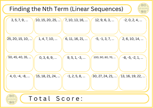 Finding the Nth Term of Linear Sequences - 20 Questions