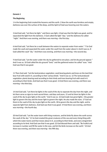Judaism creation story Y7 Judaism