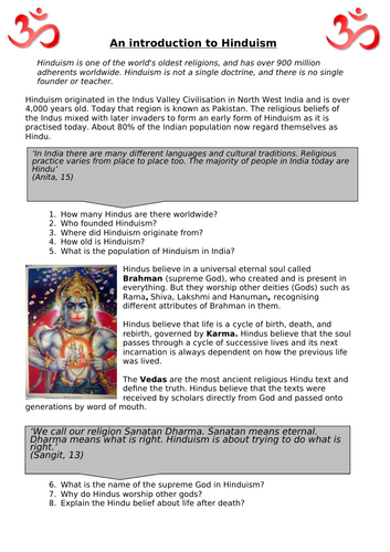 Introduction to Hinduism KS3