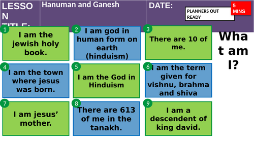 KS3 Hanuman and Ganesh Hinduism