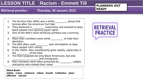 Emmet Till KS3 Racism/Human Rights