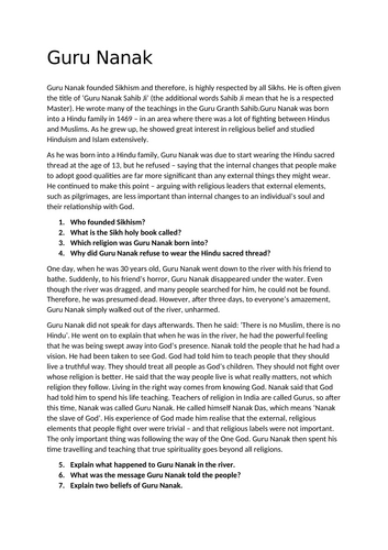 introduction to Sikhism and Guru Nanak KS3