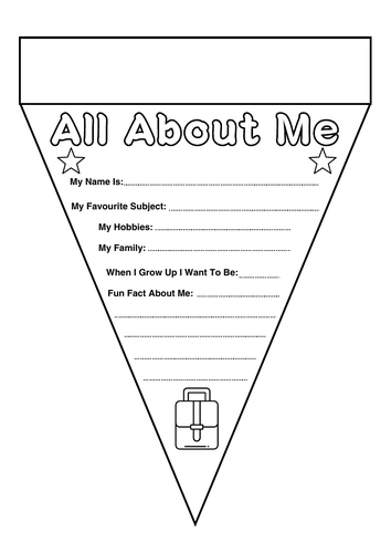 All about me bunting/flag - KS2 primary