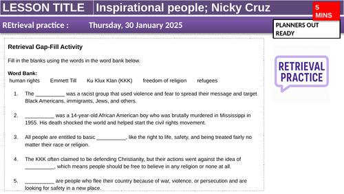 Nicky Cruz - Inspirational People KS3