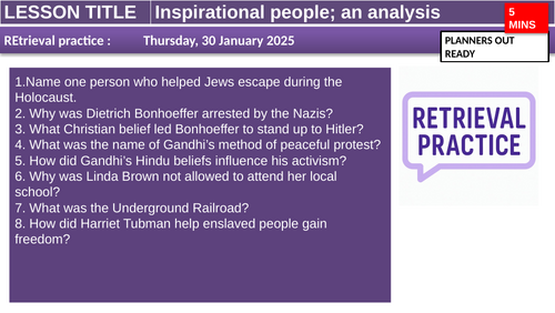 Inspirational People evaluation KS3