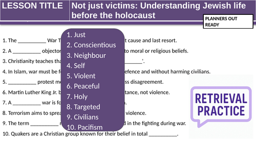 Jewish life before the holocaust KS3/Y9