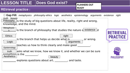 Does God exist? Philosophy KS3/4