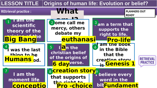 Origins of human life KS3/4