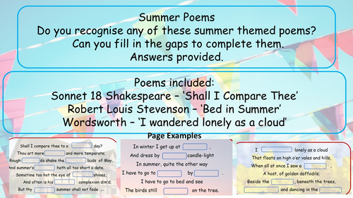 KS2 Summer Poems Cloze Activity