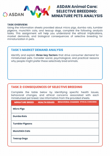 ASDAN Animal Care - Animals in Trouble - Designer Pets - A3
