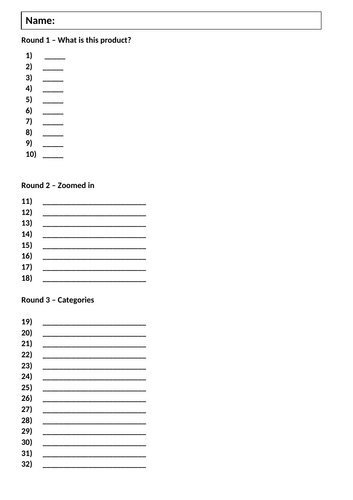 End of Year Quiz 2025 - Design Technology