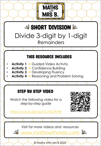 Short Division 3-digit by 1-digit | Remainders | Maths with Mrs B.