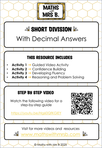 Short Division | Decimal Answers | Maths with Mrs. B