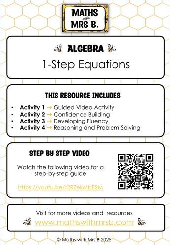1-step Equations | Algebra | Math with Mrs B.