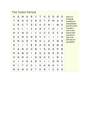 Tudors - Wordsearch