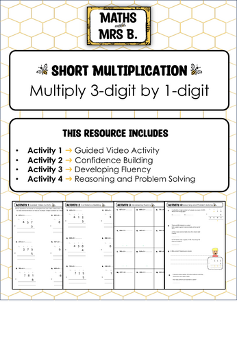 FREEBIE Short Multiplication | 3-digit by 1-digit | Maths with Mrs B.