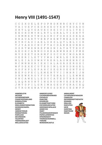 Henry VIII - Wordsearch