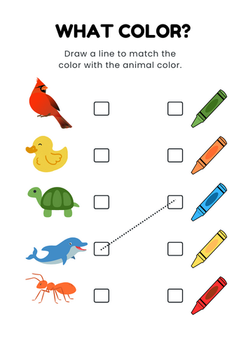 Color Questions & Matching Fun – Pen and Animal Colors Worksheet
