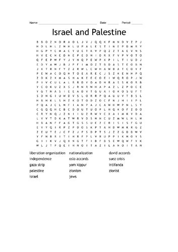 Israel/Palestine - Wordsearch