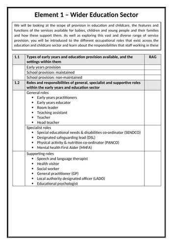 T Level Education & Early Years - GENERATION 2 - Element 1