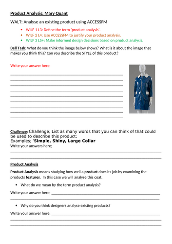 KS3 DT - ACCESS FM Mary Quant