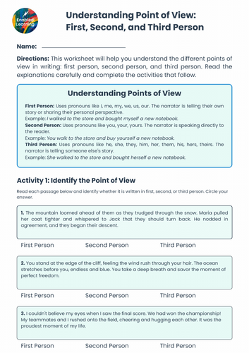 Understanding First, Second and Third Point of View
