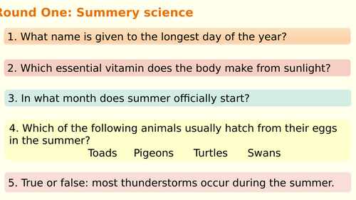 Summer Science Quiz 2025