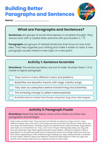 Paragraph and Sentence Structure