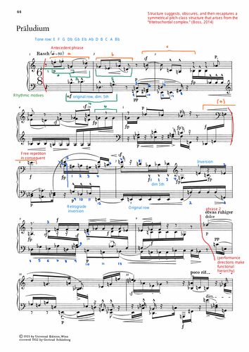 Schoenberg Suite for Piano (Op. 25) - Annotated Score