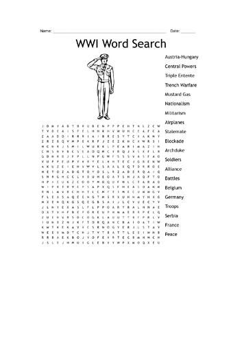 WWI - Wordsearch