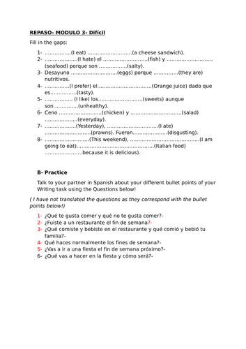 Revision worksheet- 2 differentiated versions- 3 tasks on each