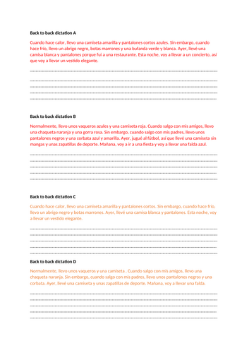 Back to back dictation and model texts- Viva 2 M3- differentiated