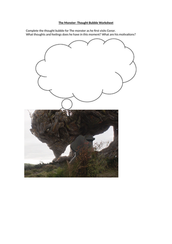 A Monster Calls - The Monster's Thoughts Worksheet