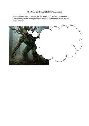 A Monster Calls - The Monster's Thoughts Worksheet