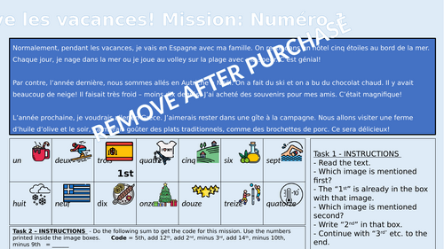 French holidays worksheet