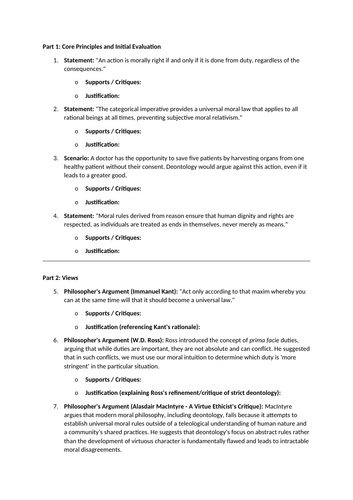 Analysis of moral philosophies