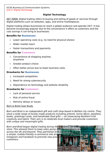 Digital Technology GCSE Lesson
