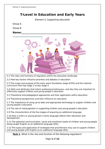 T-Level Education Element 2 Supporting Education Workbook Revision