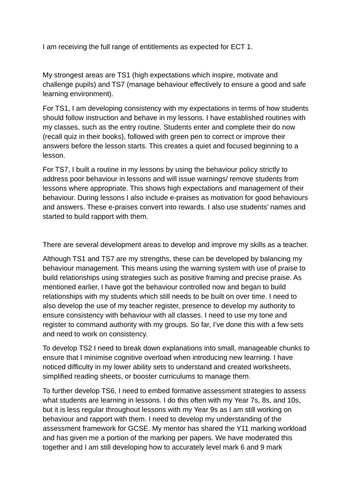 ECT progress reports and assessments