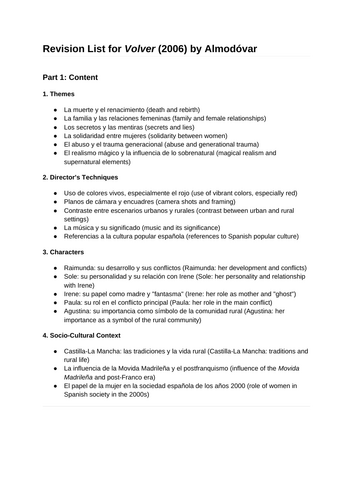 Volver - Revision List